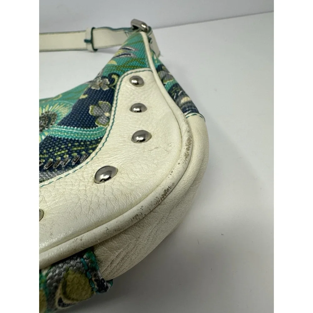 Vintage Y2K The Sak Leather Hobo Shoulder Bag Boho Floral Beaded Z0